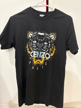 Kenzo Black Short-Sleeve Tiger Logo T-Shirt with Yellow Accents
